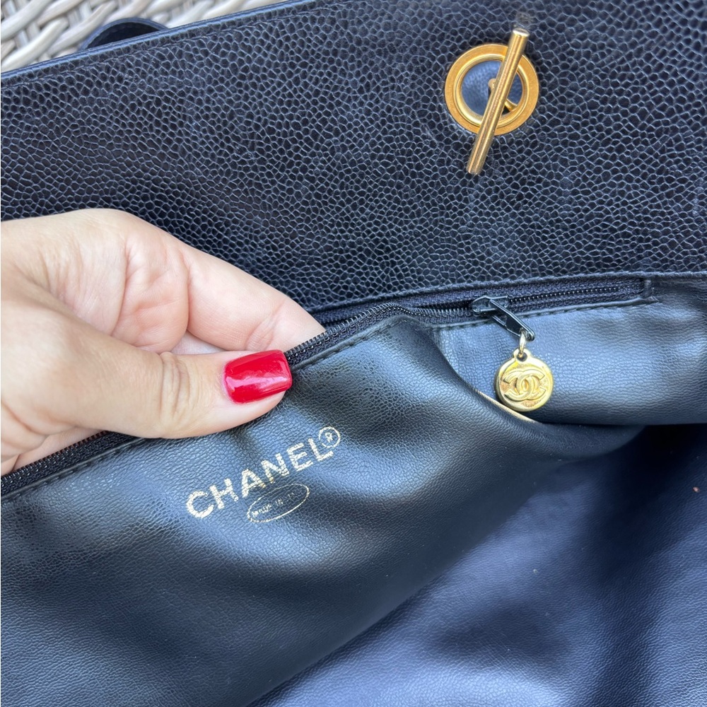 Authentic CHANEL SUPERMODEL black caviar leather large tote bag - Picture 14 of 16